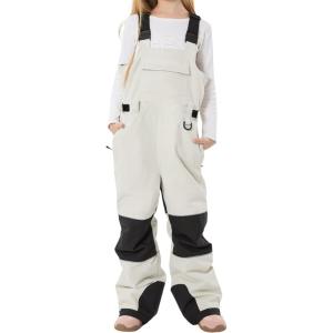 GSOU SNOW Child Snow Bibs Toddler Skiing Bibs Reflective Details Kids Winter Overalls Children’s Ski Pants Begie 15-16Year Beige