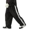 GSOU SNOW Women Mens Snow Pants Baggy Snowboard Pants Retro Sporty Side Stripe Ski Pants Insulated Waterproof Winter Outdoor(Black-2)