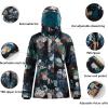 GSOU SNOW Women Ski Jacket Snow Coat Waterproof Windproof Snowboarding Jacket Coat Insulated Warm Winter(Flower)