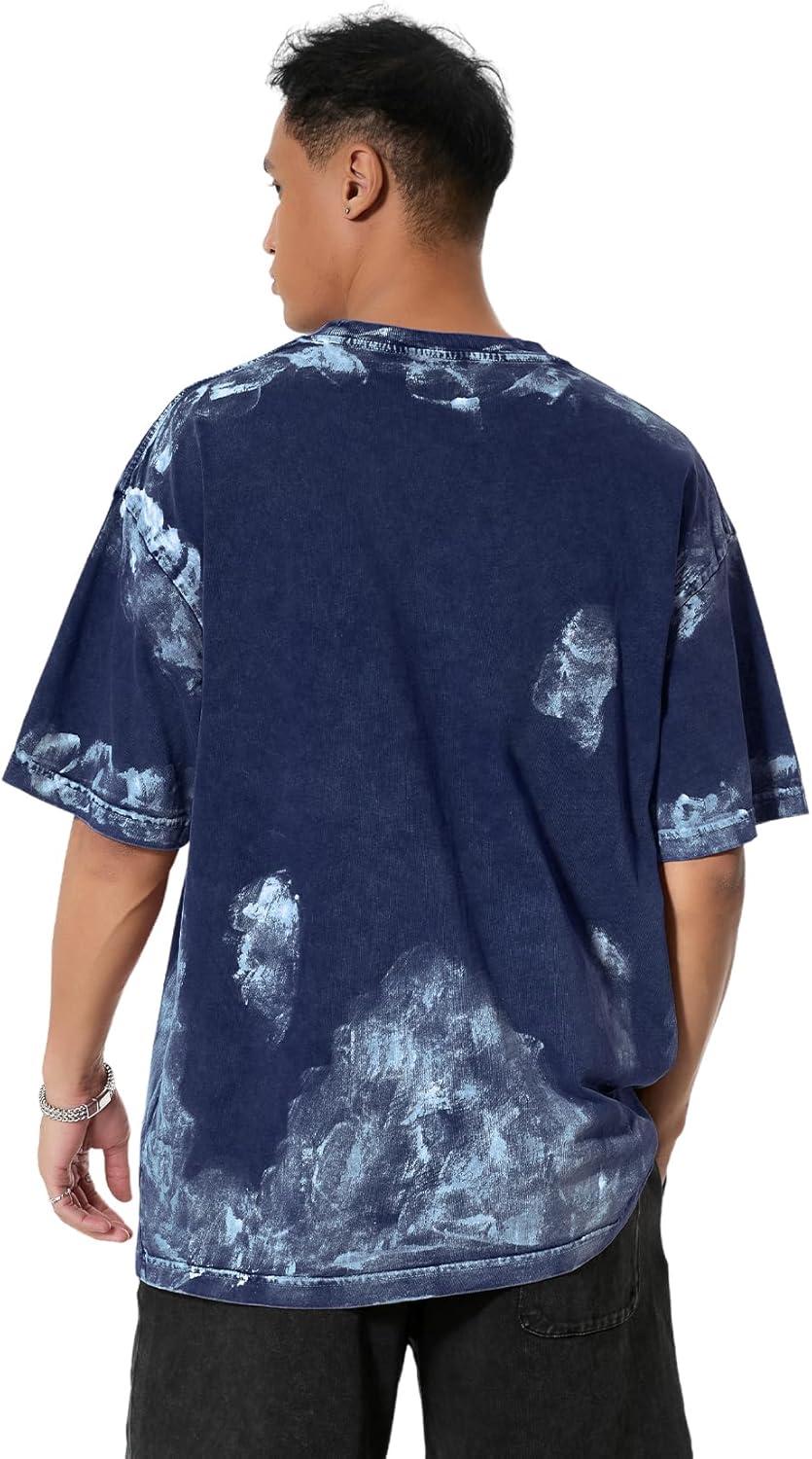image:imageGSOU SNOW Men Oversized T Shirt Cotton Casual Unisex Short Sleeve Vintage Baggy Tee Shirts Washed Mens StreetwearBlackgreynavy