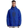 GSOU SNOW Men’s Ski Jacket Snowboard Snow Coat Waterproof Windproof Insulated Winter Outdoor Sports Fixed Hooded(Klein Blue)