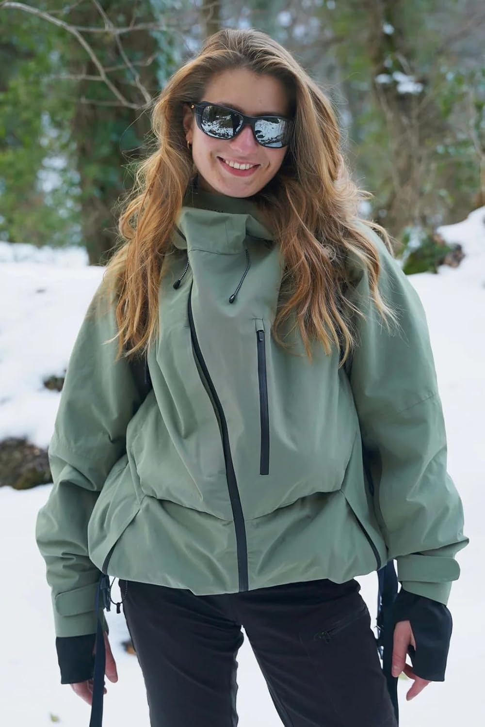 image:imageGSOU SNOW Women Waterproof Ski Jacket Men Warm Winter Coat Outdoor Windbreaker Hiking Snowboarding Jacket Army Green L