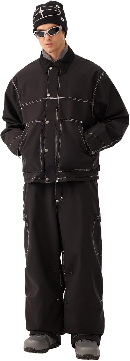 image:imageGSOU SNOW Mens Ski Jacket Womens Snowboard Jacket Snow Coat Waterproof Windproof Warm WinterBlack