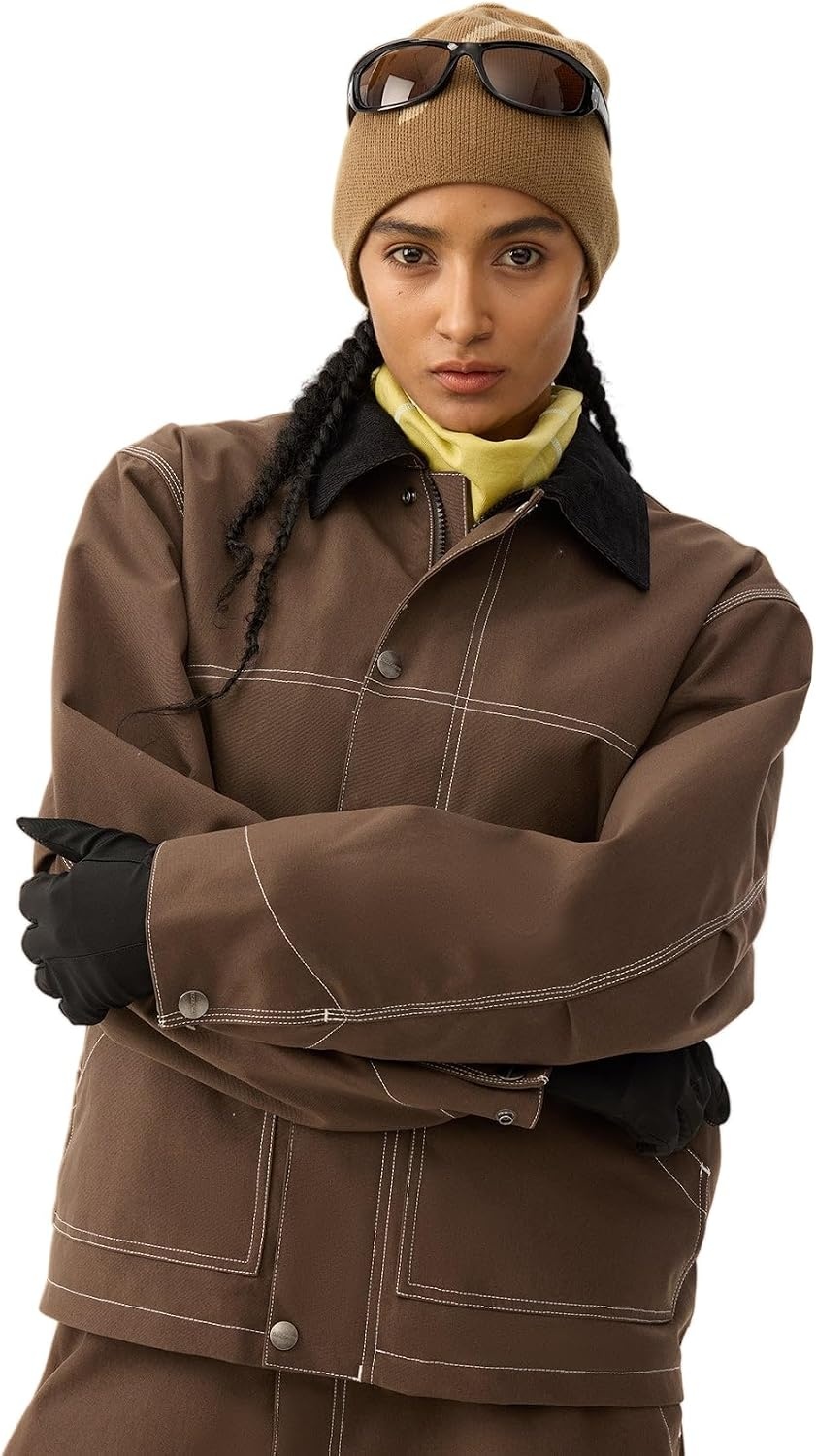 image:imageGSOU SNOW Mens Ski Jacket Womens Snowboard Jacket Snow Coat Waterproof Windproof Warm WinterDeep Coffe